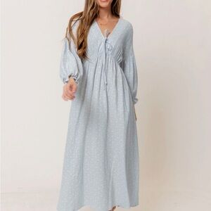 Worth Collective Blue Cotton Maxi Dress